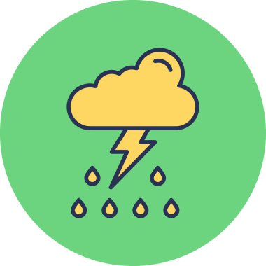 Yağmur bulutlu gök gürültülü fırtına, basit illüstrasyon