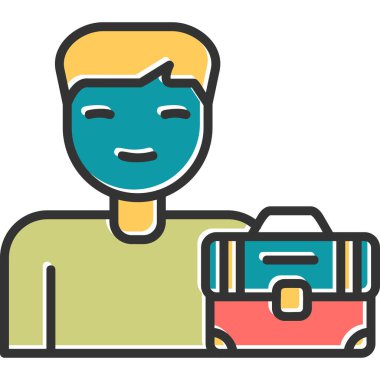 Bavullu bir adam. Web simgesi basit illüstrasyon