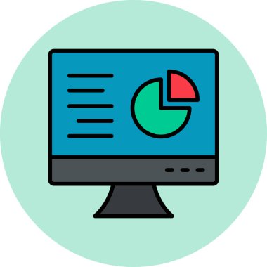 Çevrimiçi pasta grafiği simgesi, modern tasarım illüstrasyonu