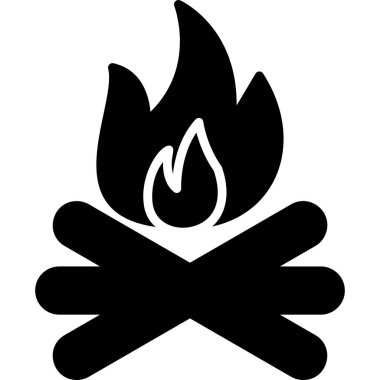 Ateş ikonu. Ağ için şenlik ateşi vektör sembolünün basit bir gösterimi