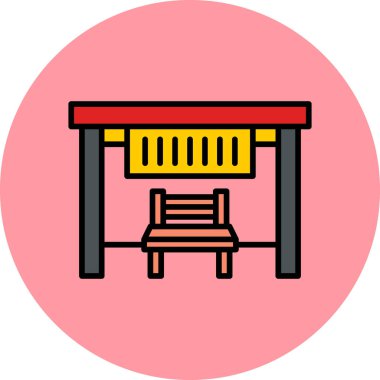 Otobüs Durağı modern simgesi, vektör illüstrasyonu