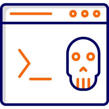 Kafatası simgesi, vektör illüstrasyonlu kodlama terminali