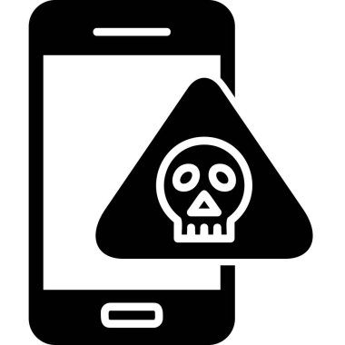 Kafatası ile cep telefonu, akıllı telefon aygıtının dijital çizimi 