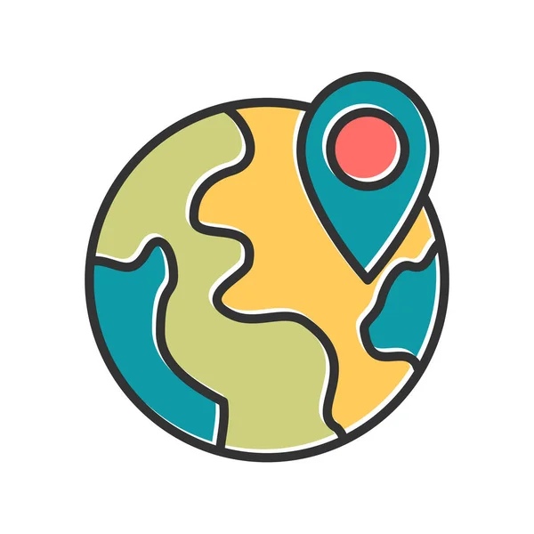 Globe Location Navigation Pin Web Icon Simple Illustration — Vetor de Stock