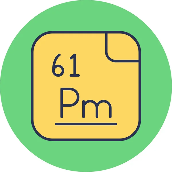 Einfache Ikone Von Promethium Abbildungen Mendelejews Periodensystem Der Elemente — Stockvektor