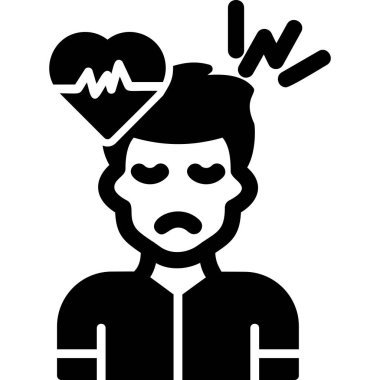 Taşikardi semptomları ve erkek avatar. Web simgesi basit illüstrasyon 