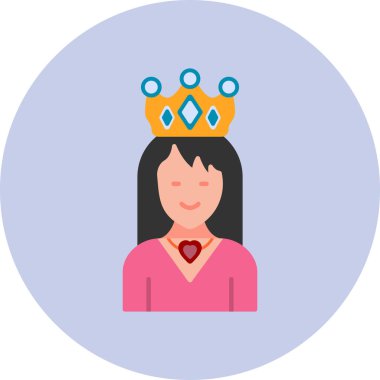 Prenses vektör illüstrasyonu, taç giyen kadın.