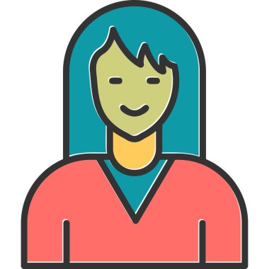 female internet user, graphic woman logo, simple icon for web page 