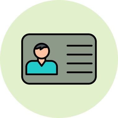 Kimlik kartı simgesi, vektör illüstrasyonu basit tasarım