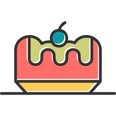 Pastanın çizimi, tatlı pasta yemeği. 