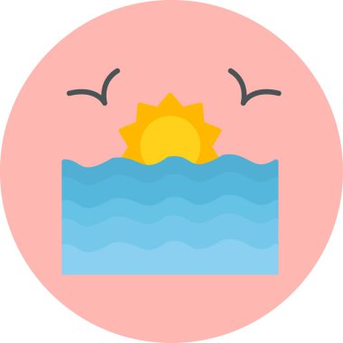 Günbatımı simgesi, vektör illüstrasyonu