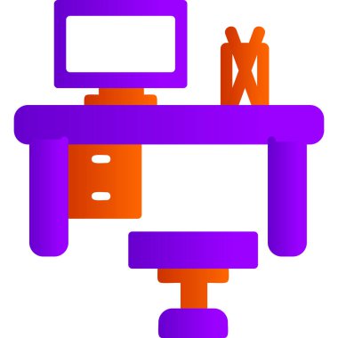 computer, desktop, table, desk, office, equipment, supplies, and other icon. vector