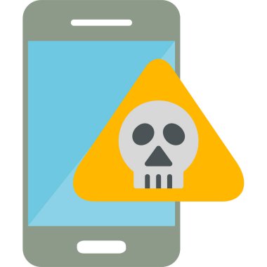 Kafatası ile cep telefonu, akıllı telefon aygıtının dijital çizimi 