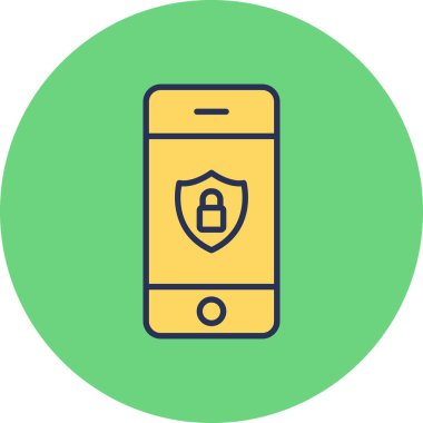 mobil güvenlik vektör çizgisi simgesi