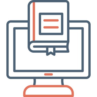 Çevrimiçi Kütüphane. Web simgesi basit illüstrasyon