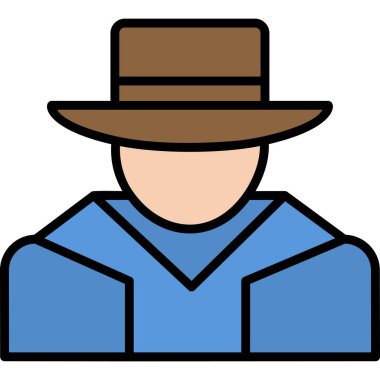 Çantalı şapkalı bir adam, vektör çizimi.