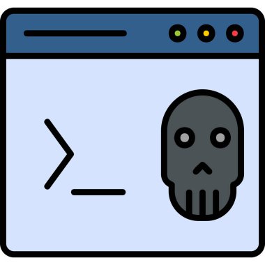 Kafatası simgesi, vektör illüstrasyonlu kodlama terminali