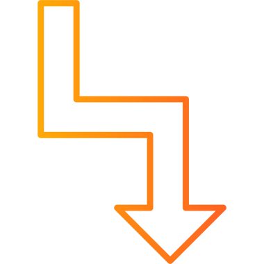 Ok aşağı yönlü vektör simgesi. biçim yuvarlak açılı çizgi simgeleridir, beyaz arkaplan.