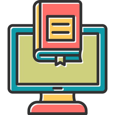 Çevrimiçi Kütüphane. Web simgesi basit illüstrasyon