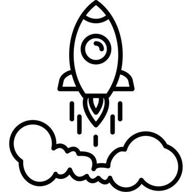 Roket. Web simgesi basit illüstrasyon