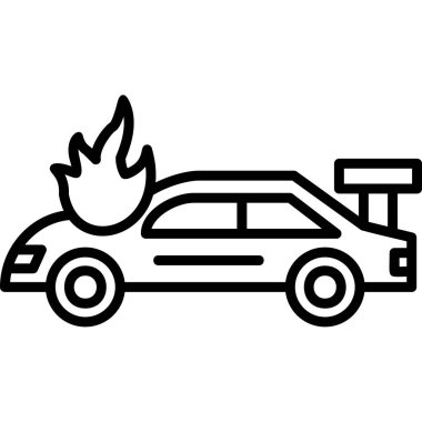 Yanan araba modern ikon, vektör illüstrasyonu