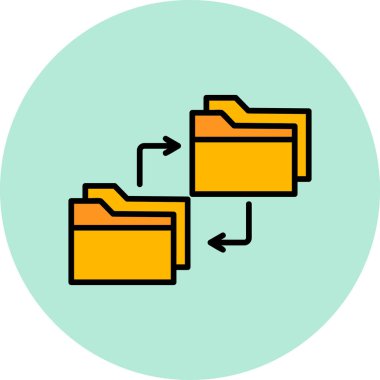 Veri paylaşımı ve Veri Kopyalama web simgesi, vektör illüstrasyonu içeren dizin 