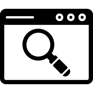 Web sitesi için arama simgesi, vektör illüstrasyonu. Tarayıcı Aranıyor