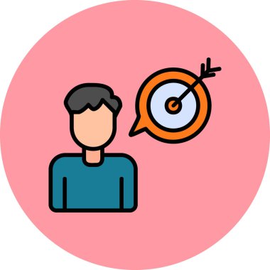 Hedef simgesi olan kişi avatarı, vektör illüstrasyonu 