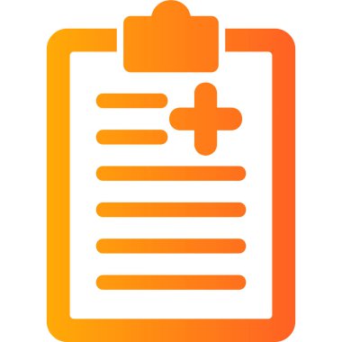 Tıbbi rapor vektör simgesi. iki renkli düz sembol, turuncu ve sarı renkler, yuvarlak açılar, beyaz