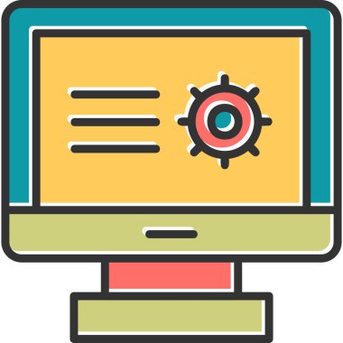 masaüstü bilgisayarı. Vektör çizimi. Araştırma. 