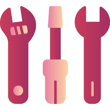 İngiliz anahtarı ve tornavida düz simgesi, vektör illüstrasyonu