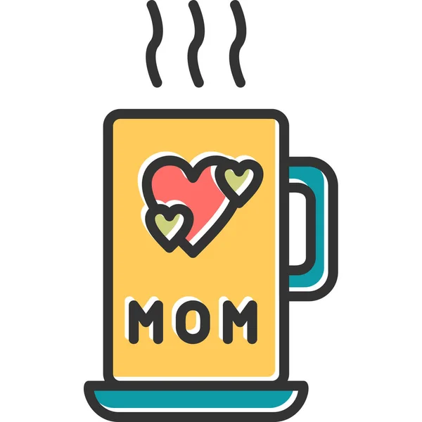 Tasse Thé Avec Maman Mot Illustration Simple — Image vectorielle