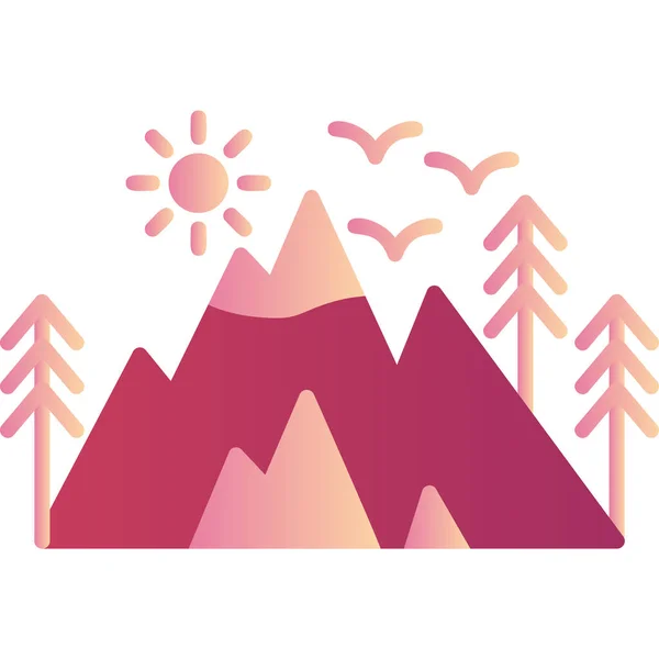 Beau Paysage Montagne Icône Web — Image vectorielle