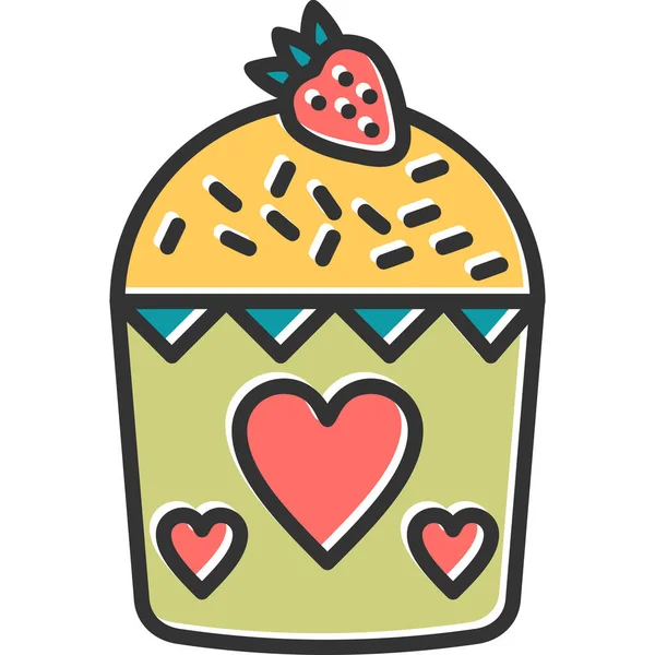 Cupcake Ícone Web Ilustração Simples — Vetor de Stock