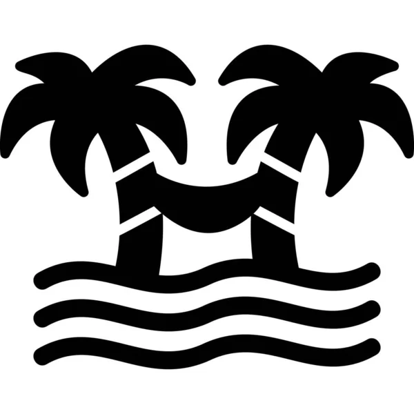 Hamac Avec Palmiers Tropicaux Icône Web — Image vectorielle
