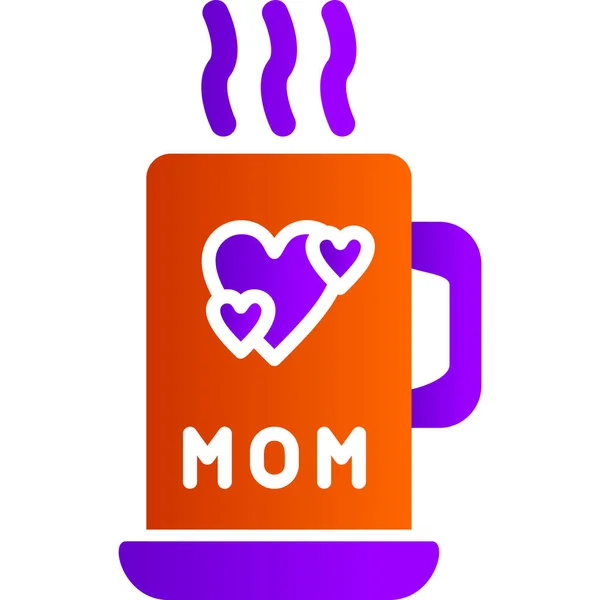 Tasse Thé Avec Maman Mot Illustration Simple — Image vectorielle