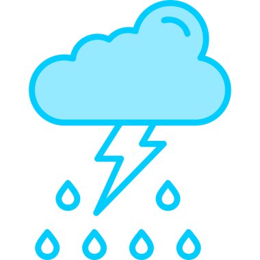 Yağmur bulutlu gök gürültülü fırtına, basit illüstrasyon