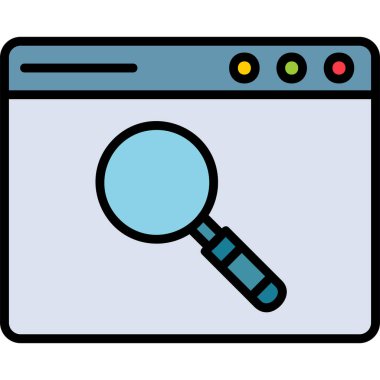 Web sitesi için arama simgesi, vektör illüstrasyonu. Tarayıcı Aranıyor