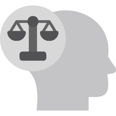 Adalet vektörü ikonu. biçim iki renkli düz sembol, mavi ve beyaz renkler, yuvarlak açılar, gri arkaplan