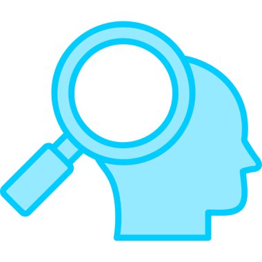 İnsan yüzü. Basit tasarım. Büyütme cam vektör simgesi. Araştırma. 