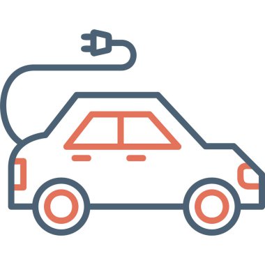 Electric Car modern simgesi, vektör illüstrasyonu
