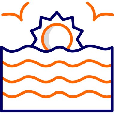 Günbatımı simgesi, vektör illüstrasyonu