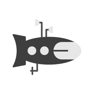 Ağ ve mobil uygulama tasarımınız için beyaz arkaplanda izole edilmiş denizaltı simgesi vektörü, askeri logo kavramı