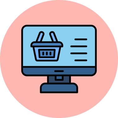 Alışveriş çevrimiçi web simgesi basit illüstrasyon