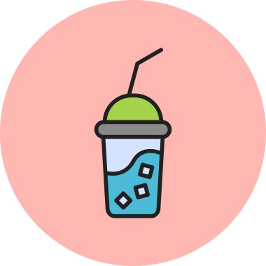 Taze meyve suyu vektörü renk çizgisi simgesi