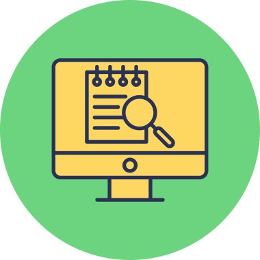 Dosya Arama Bilgisayar Ağı, simge, vektör illüstrasyonu