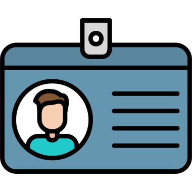 Kimlik kartı simgesi, vektör illüstrasyonu basit tasarım