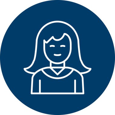 female internet user, graphic woman logo, simple icon for web page 