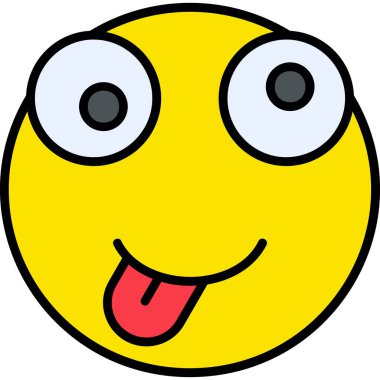 Face emoticon vektör illüstrasyonu, emoji, Çılgın duygu avatarı