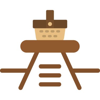 Piknik sepeti. Web simgesi basit illüstrasyon